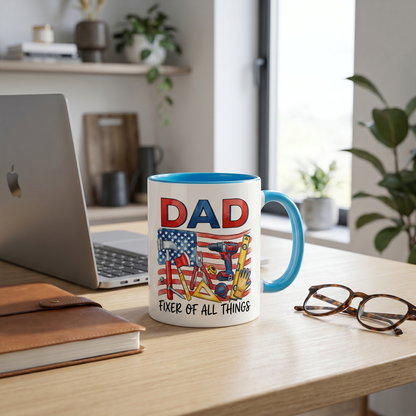 Personalized Dad Fixer Of All Things Accent Mug – Custom Photo Coffee Mug for Dad