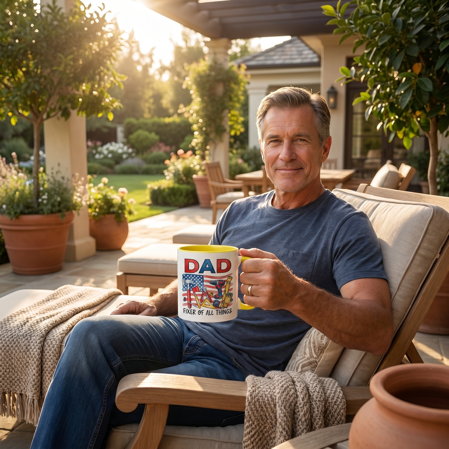 Personalized Dad Fixer Of All Things Accent Mug – Custom Photo Coffee Mug for Dad