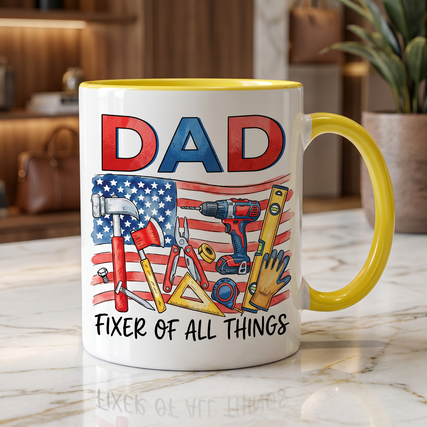 Personalized Dad Fixer Of All Things Accent Mug – Custom Photo Coffee Mug for Dad