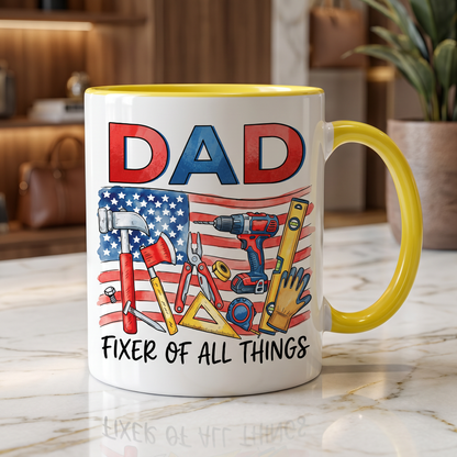 Personalized Dad Fixer Of All Things Accent Mug – Custom Photo Coffee Mug for Dad