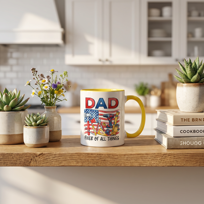 Personalized Dad Fixer Of All Things Accent Mug – Custom Photo Coffee Mug for Dad