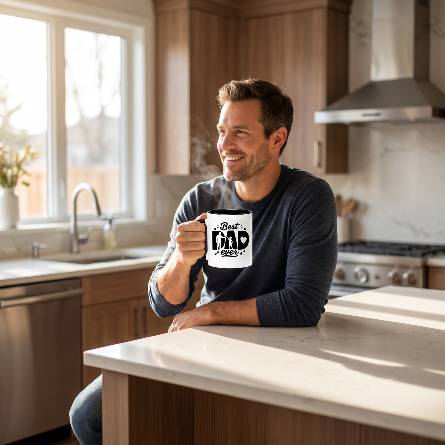 Personalized Best Dad Ever Accent Mug – Custom Name Coffee Mug for Dad