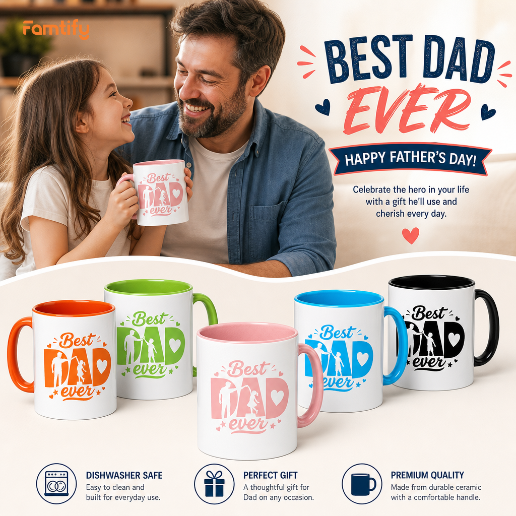 Personalized Best Dad Ever Accent Mug – Custom Name Coffee Mug for Dad