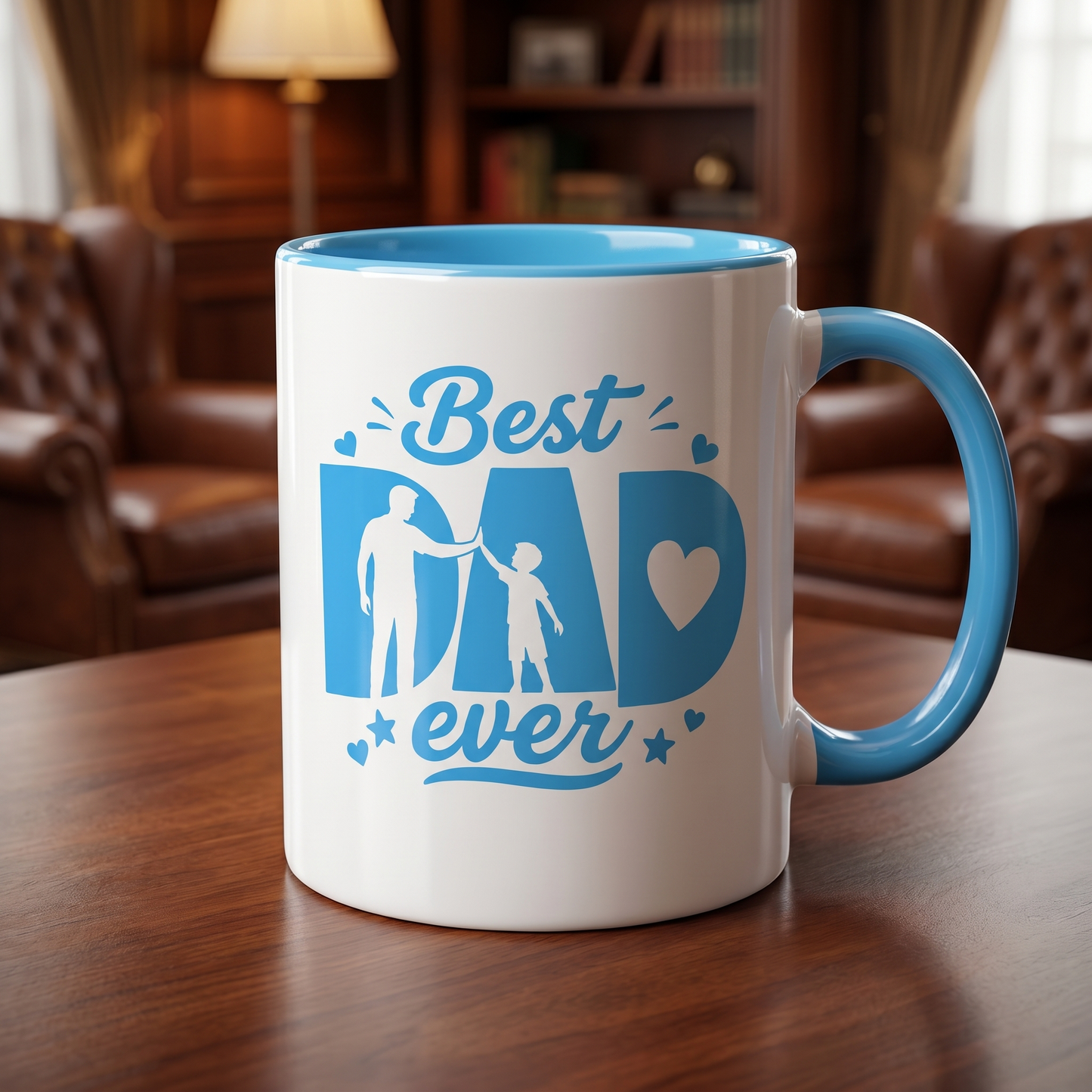 Personalized Best Dad Ever Accent Mug – Custom Name Coffee Mug for Dad