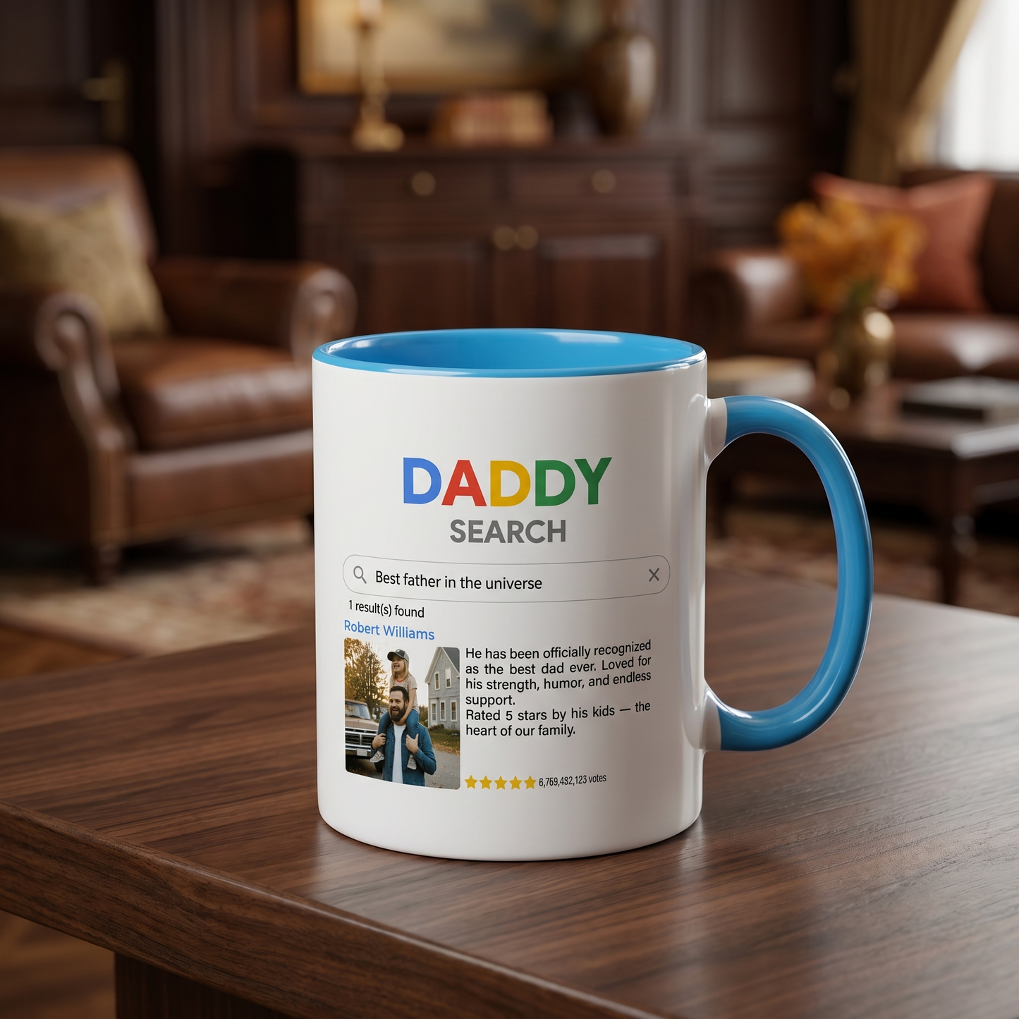 Personalized Daddy Shark Accent Mug – Custom Name Coffee Mug for Dad