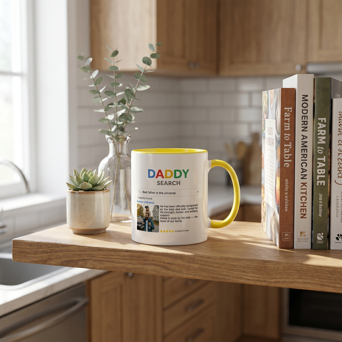 Personalized Daddy Shark Accent Mug – Custom Name Coffee Mug for Dad