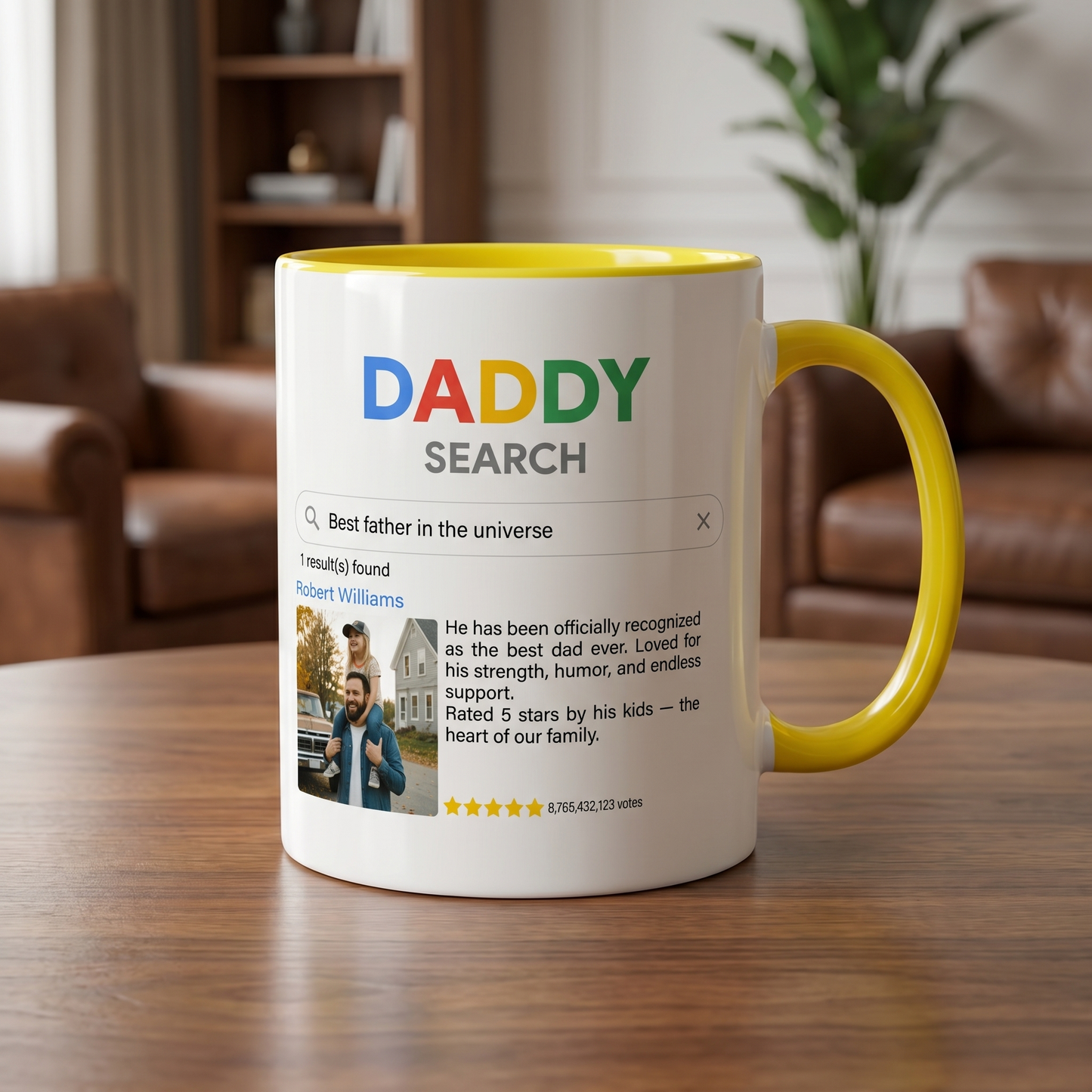Personalized Daddy Shark Accent Mug – Custom Name Coffee Mug for Dad