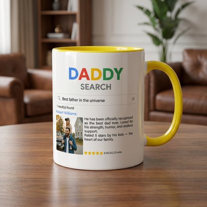 Personalized Daddy Shark Accent Mug – Custom Name Coffee Mug for Dad