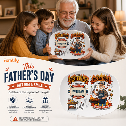 Personalized The Grilling Is The Ultimate World’s Best Grandpa Decorative Plate – Custom Name BBQ Keepsake
