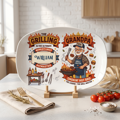 Personalized The Grilling Is The Ultimate World’s Best Grandpa Decorative Plate – Custom Name BBQ Keepsake
