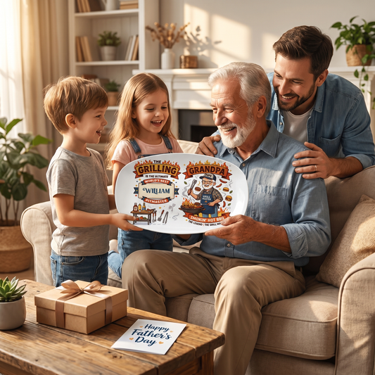 Personalized The Grilling Is The Ultimate World's Best Grandpa Decorative Plate - Custom Name BBQ Keepsake