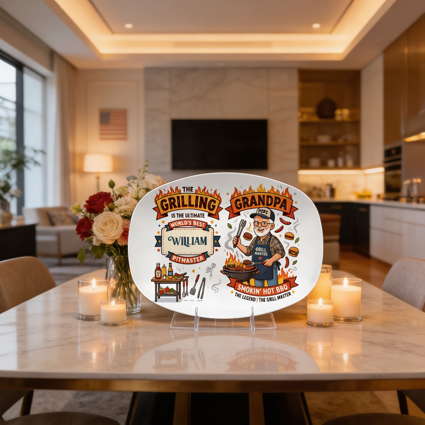 Personalized The Grilling Is The Ultimate World’s Best Grandpa Decorative Plate – Custom Name BBQ Keepsake