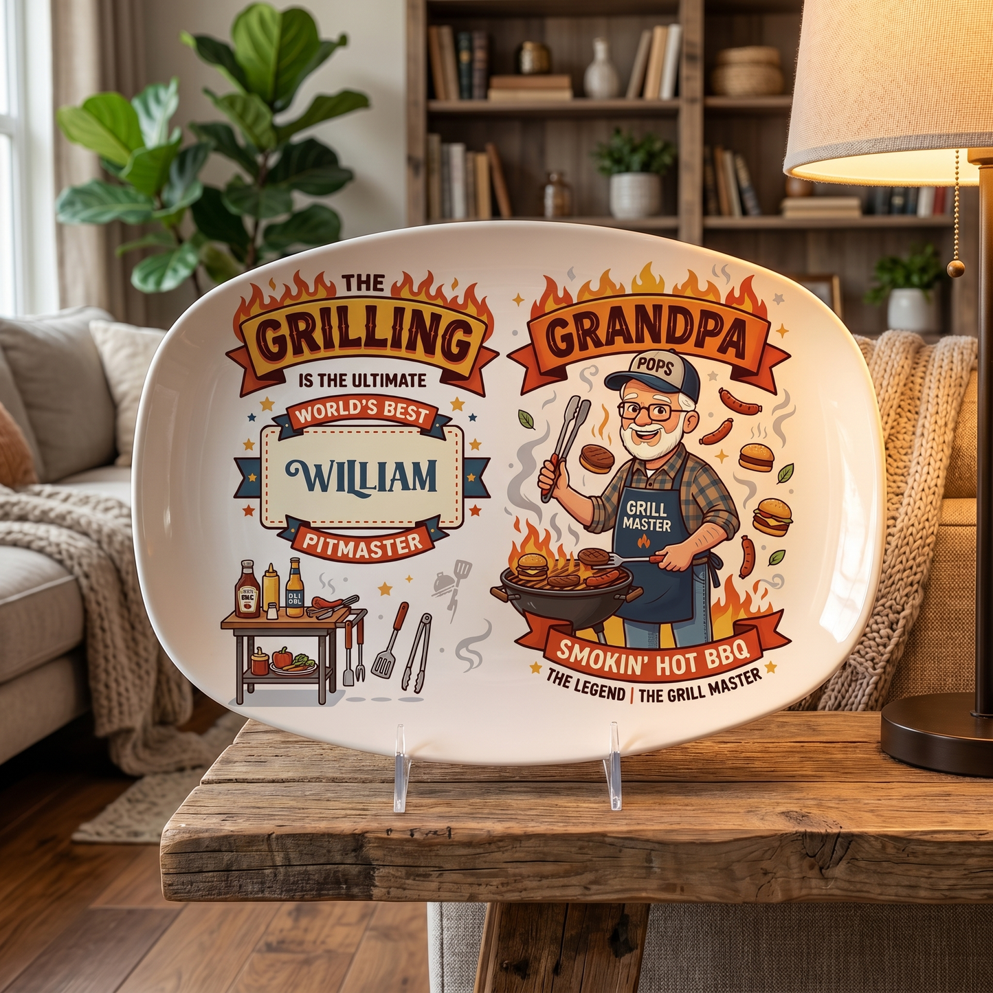 Personalized The Grilling Is The Ultimate World’s Best Grandpa Decorative Plate – Custom Name BBQ Keepsake