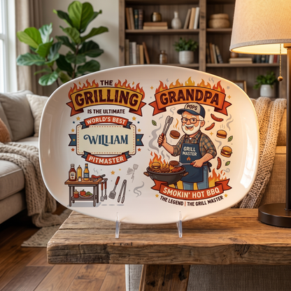 Personalized The Grilling Is The Ultimate World’s Best Grandpa Decorative Plate – Custom Name BBQ Keepsake