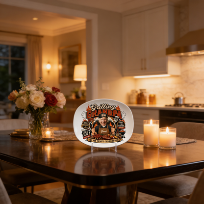 Personalized Grill Grandpa Decorative Plate – Custom Photo BBQ Keepsake for Grandpa
