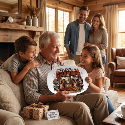 Personalized Grill Grandpa Decorative Plate – Custom Photo BBQ Keepsake for Grandpa