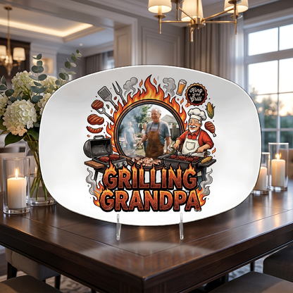 Personalized Grilling Grandpa Decorative Plate – Custom Name BBQ Keepsake for Grandpa