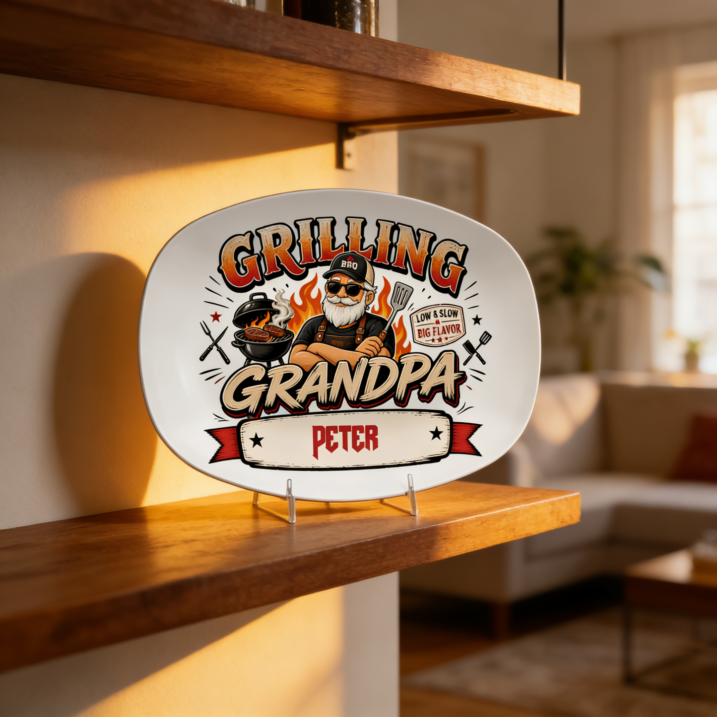 Personalized Grandpa’s BBQ Shack Decorative Plate – Custom Name BBQ Keepsake for Grandpa
