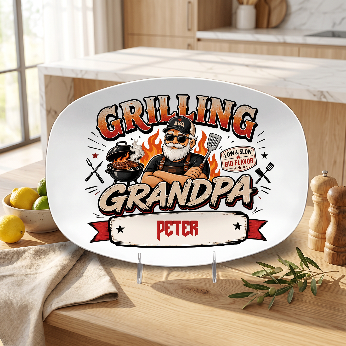 Personalized Grandpa’s BBQ Shack Decorative Plate – Custom Name BBQ Keepsake for Grandpa