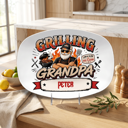 Personalized Grandpa’s BBQ Shack Decorative Plate – Custom Name BBQ Keepsake for Grandpa