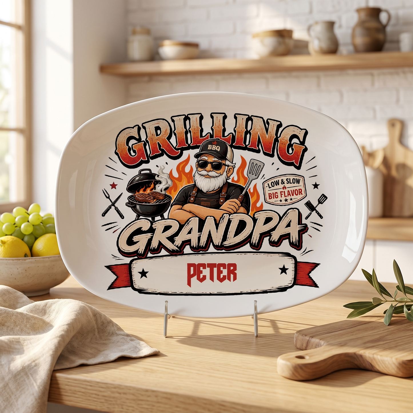 Personalized Grandpa’s BBQ Shack Decorative Plate – Custom Name BBQ Keepsake for Grandpa