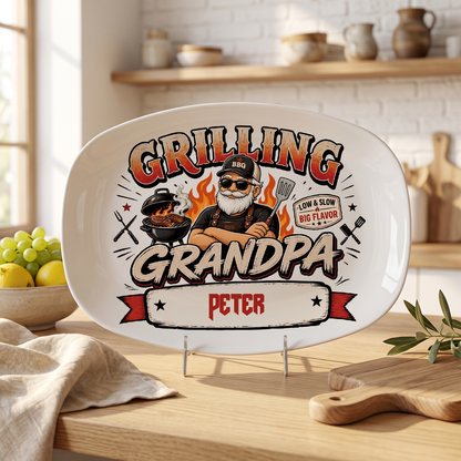 Personalized Grandpa’s BBQ Shack Decorative Plate – Custom Name BBQ Keepsake for Grandpa
