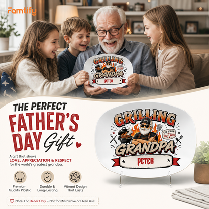 Personalized Grandpa’s BBQ Shack Decorative Plate – Custom Name BBQ Keepsake for Grandpa