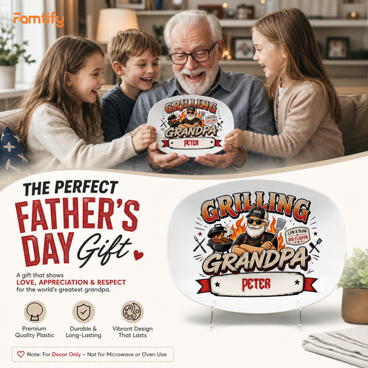 Personalized Grandpa's BBQ Shack Decorative Plate - Custom Name BBQ Keepsake for Grandpa