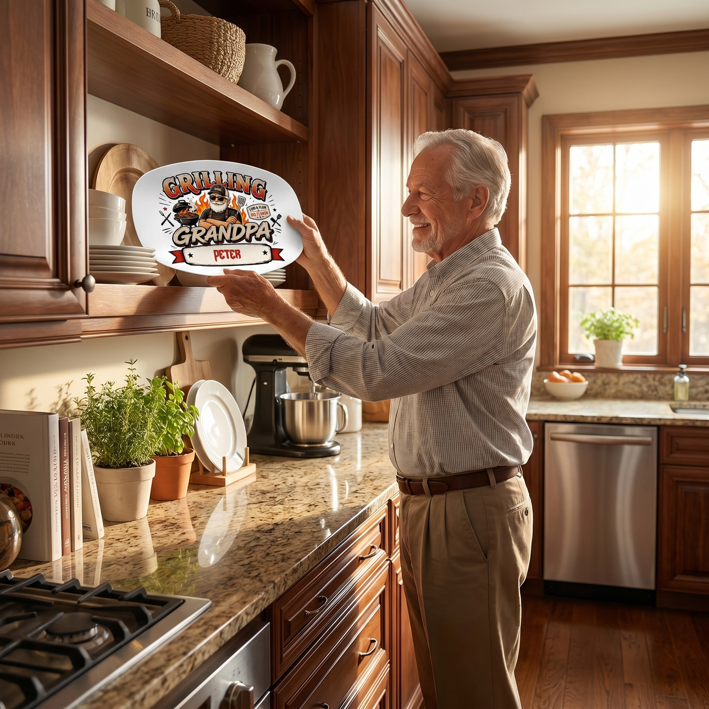 Personalized Grandpa’s BBQ Shack Decorative Plate – Custom Name BBQ Keepsake for Grandpa