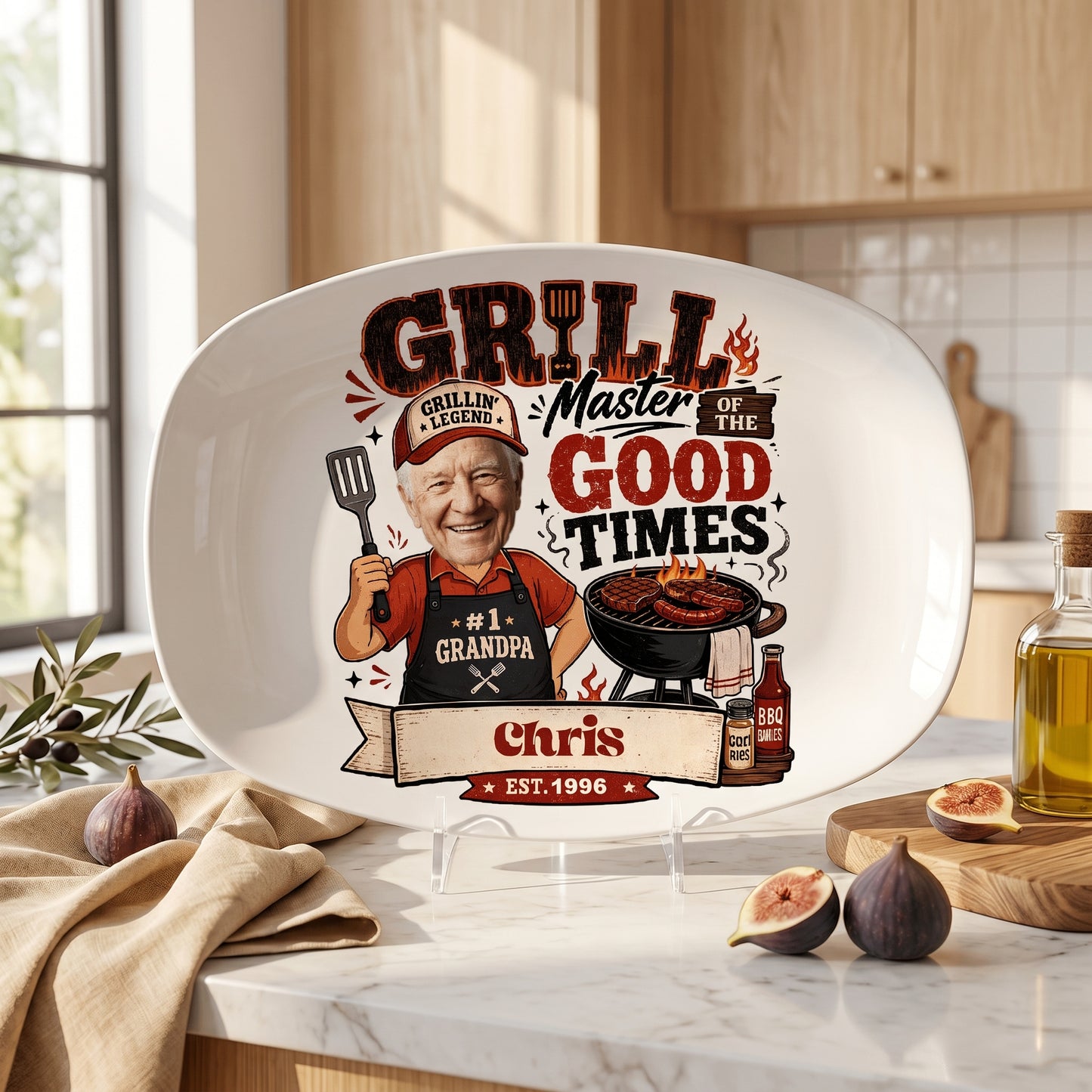 Personalized Grill Master of the Good Times Decorative Plate – Custom Name BBQ Keepsake