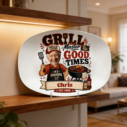 Personalized Grill Master of the Good Times Decorative Plate – Custom Name BBQ Keepsake