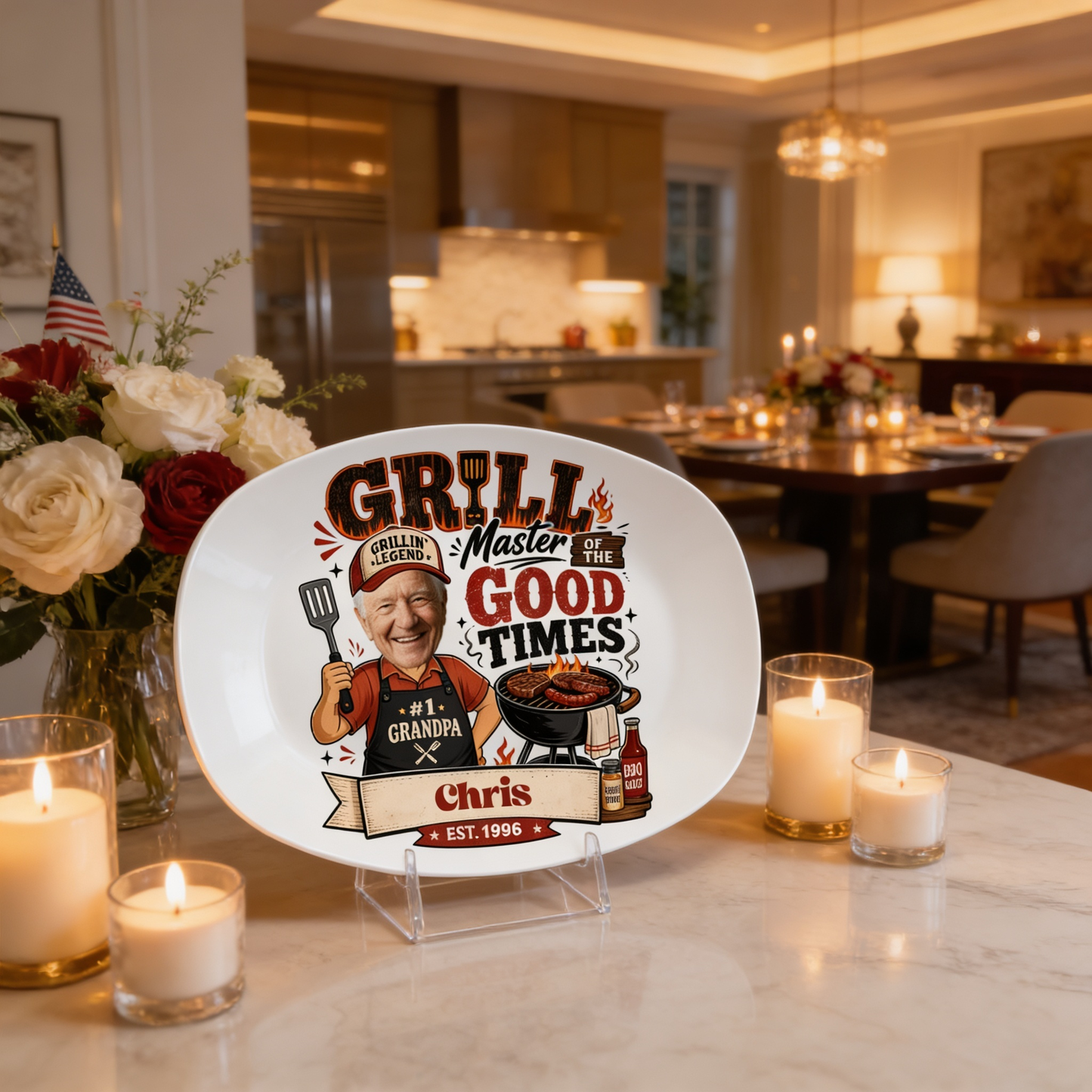 Personalized Grill Master of the Good Times Decorative Plate – Custom Name BBQ Keepsake