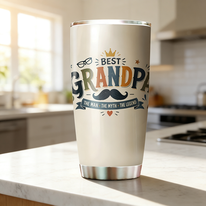 Best Grandpa Ever 20oz Tumbler – Stainless Steel Travel Mug Gift for Grandpa