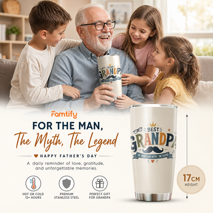 Best Grandpa Ever 20oz Tumbler – Stainless Steel Travel Mug Gift for Grandpa