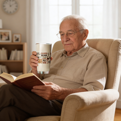 Grandpa Bear My Hero 20oz Tumbler – Stainless Steel Travel Mug Gift for Grandpa