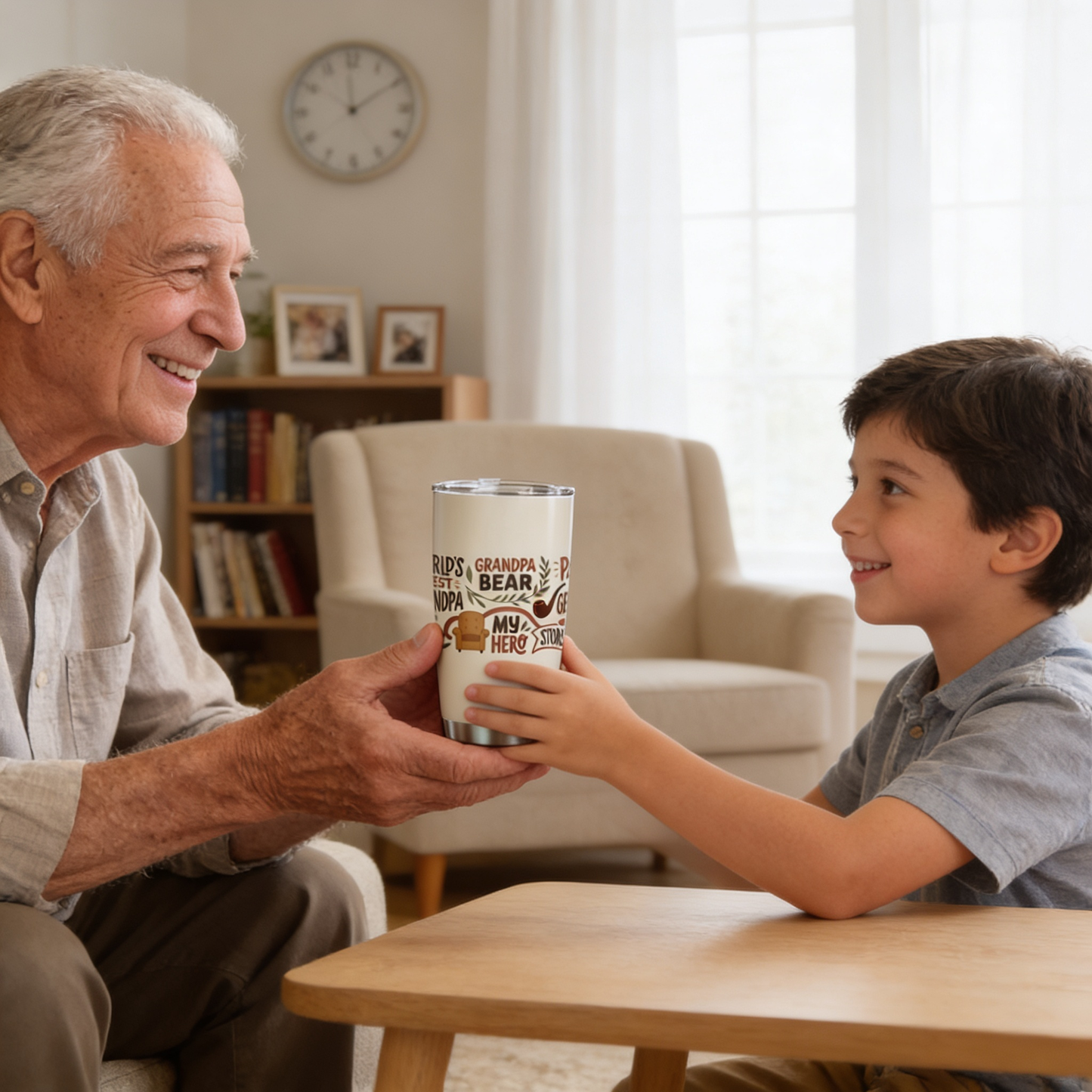 Grandpa Bear My Hero 20oz Tumbler – Stainless Steel Travel Mug Gift for Grandpa