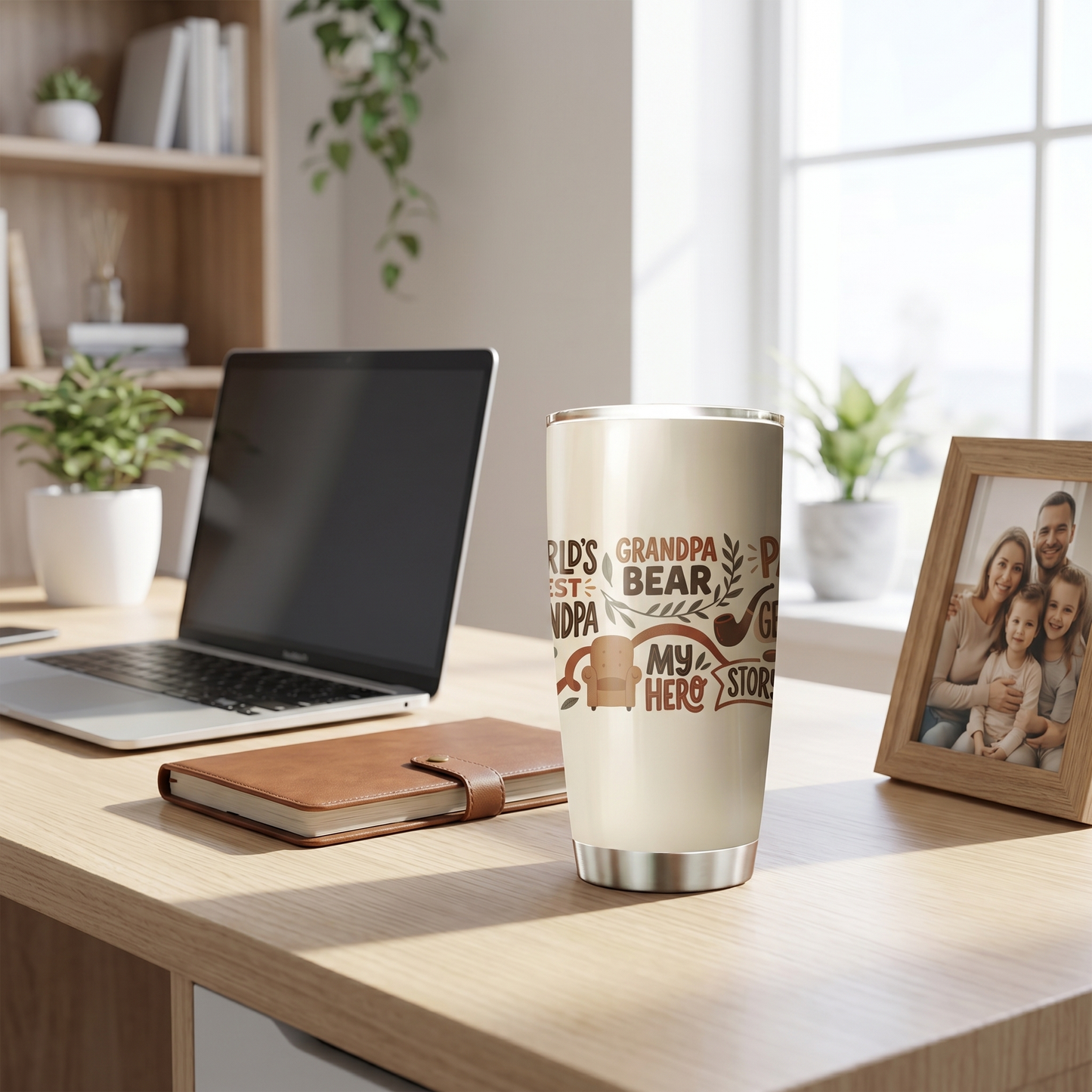 Grandpa Bear My Hero 20oz Tumbler – Stainless Steel Travel Mug Gift for Grandpa