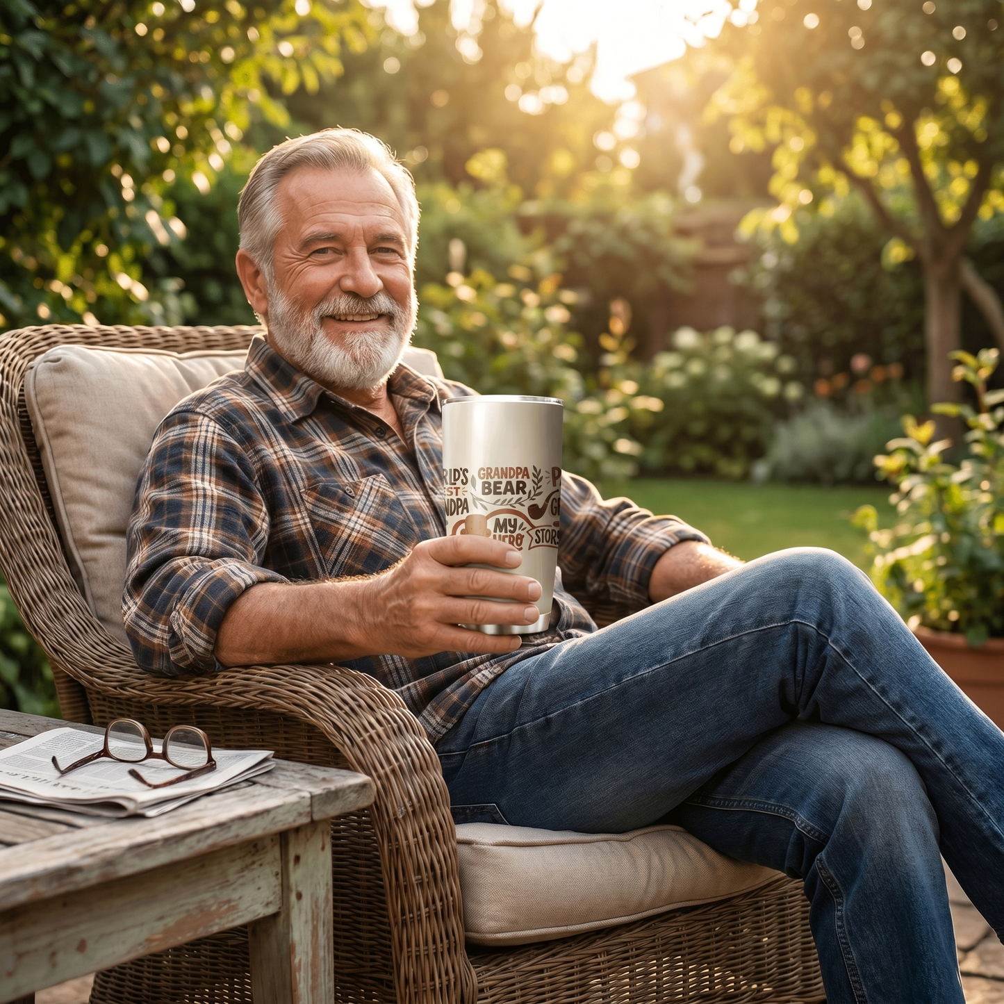 Grandpa Bear My Hero 20oz Tumbler – Stainless Steel Travel Mug Gift for Grandpa