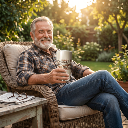 Grandpa Bear My Hero 20oz Tumbler – Stainless Steel Travel Mug Gift for Grandpa