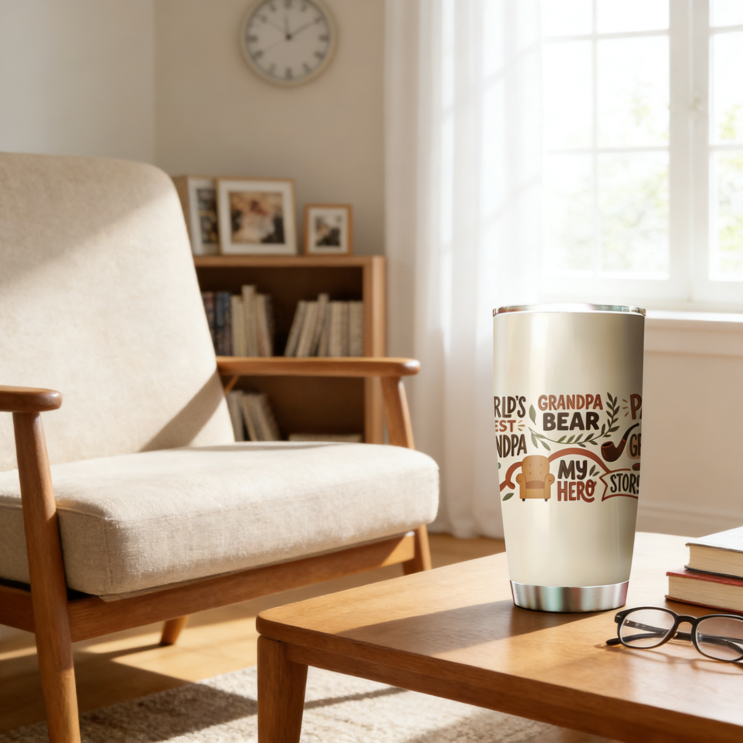 Grandpa Bear My Hero 20oz Tumbler – Stainless Steel Travel Mug Gift for Grandpa