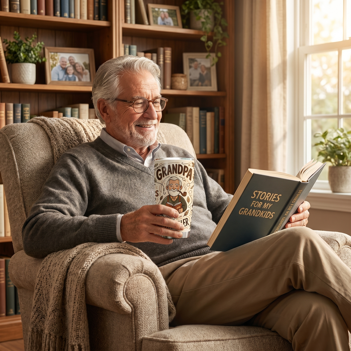 Grandpa Storyteller 20oz Tumbler – Stainless Steel Travel Mug Gift for Grandpa