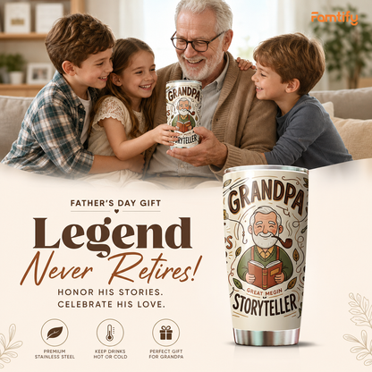 Grandpa Storyteller 20oz Tumbler – Stainless Steel Travel Mug Gift for Grandpa