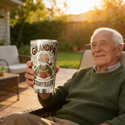 Grandpa Storyteller 20oz Tumbler – Stainless Steel Travel Mug Gift for Grandpa