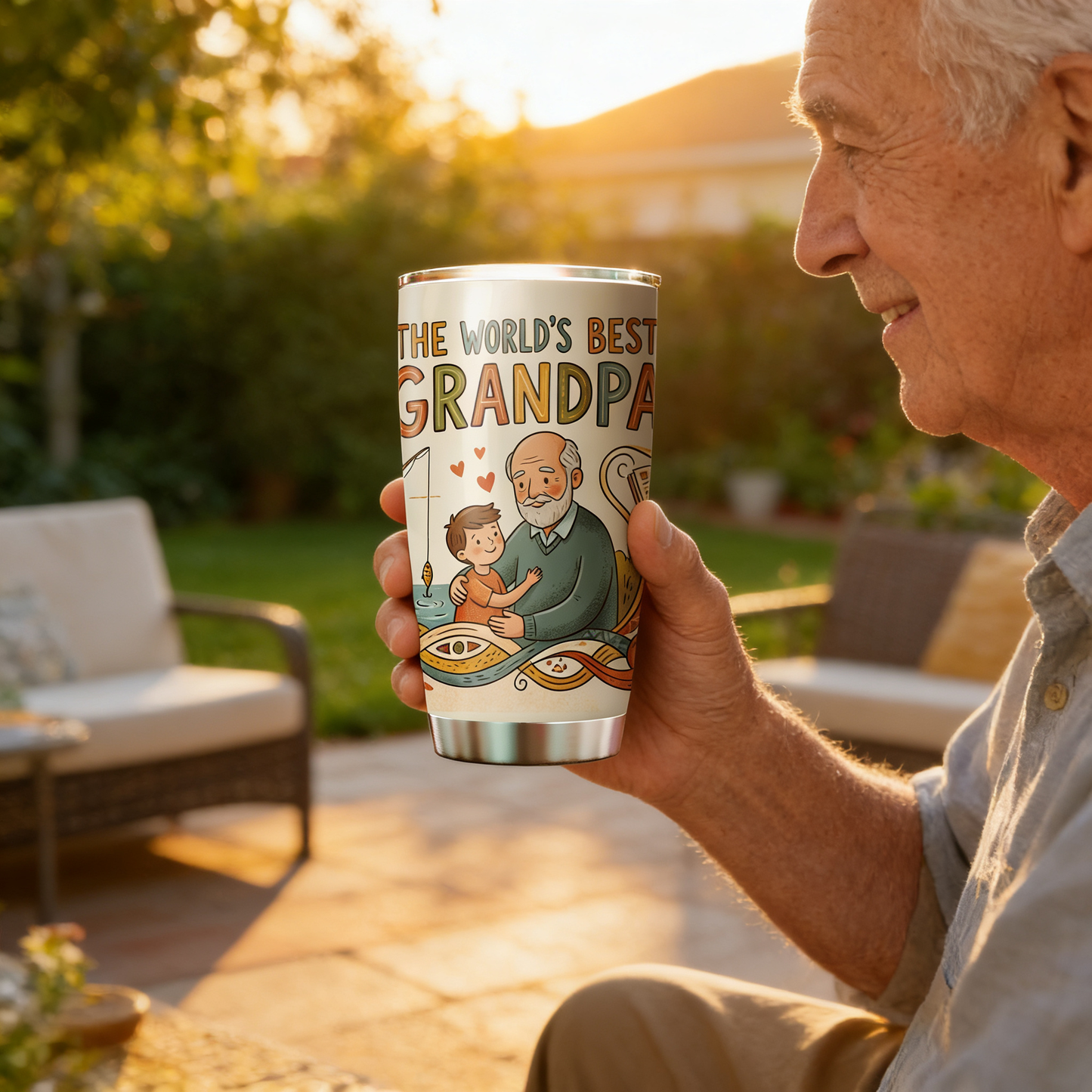 The World’s Best Grandpa 20oz Tumbler – Stainless Steel Travel Mug Gift for Grandpa