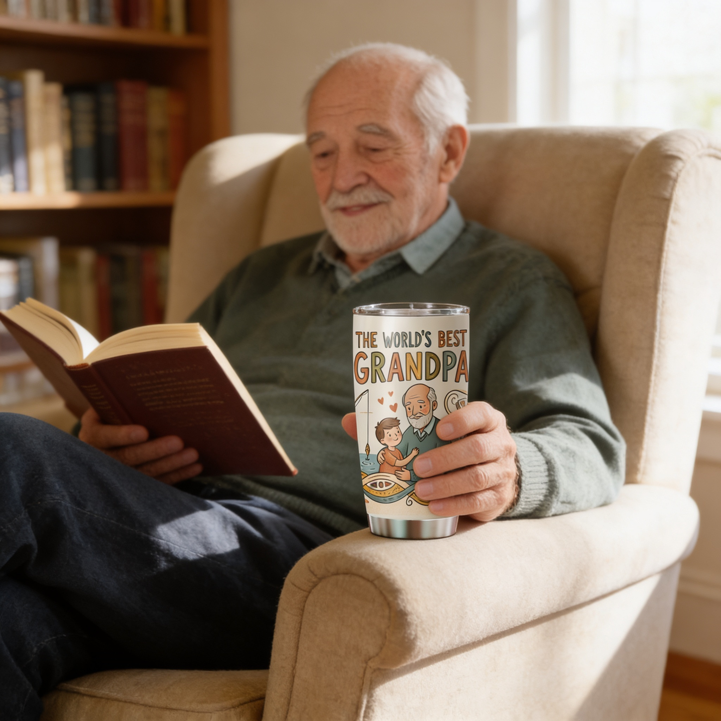 The World’s Best Grandpa 20oz Tumbler – Stainless Steel Travel Mug Gift for Grandpa