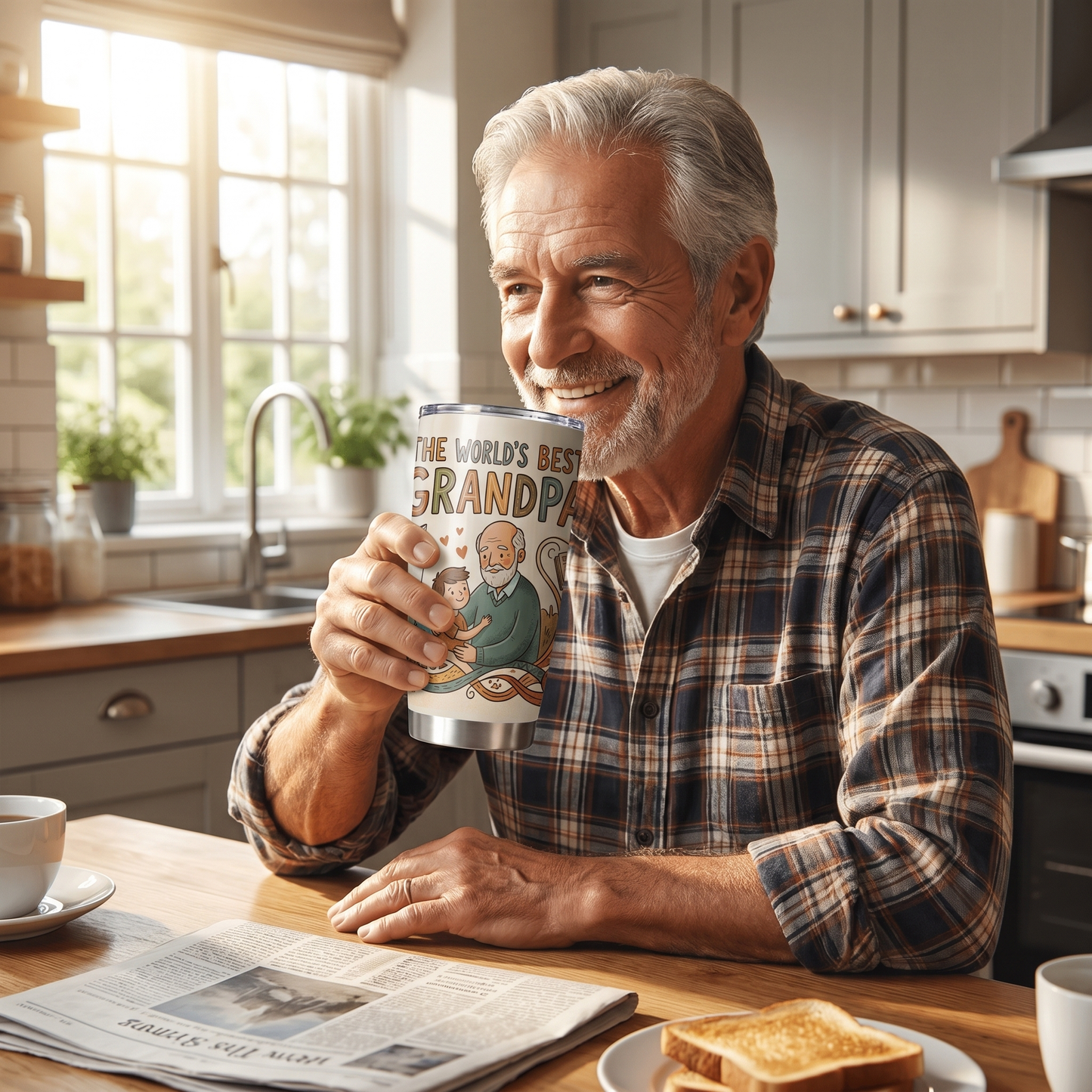 The World’s Best Grandpa 20oz Tumbler – Stainless Steel Travel Mug Gift for Grandpa