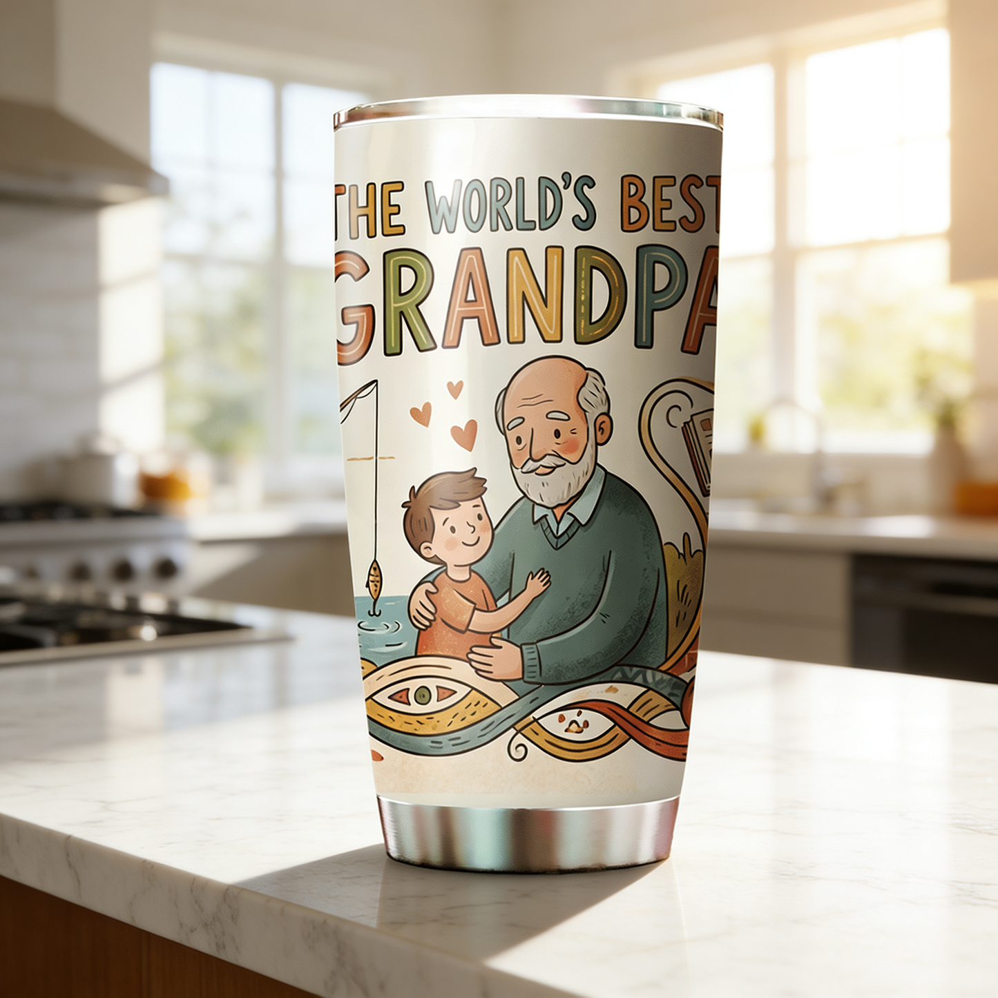 The World’s Best Grandpa 20oz Tumbler – Stainless Steel Travel Mug Gift for Grandpa