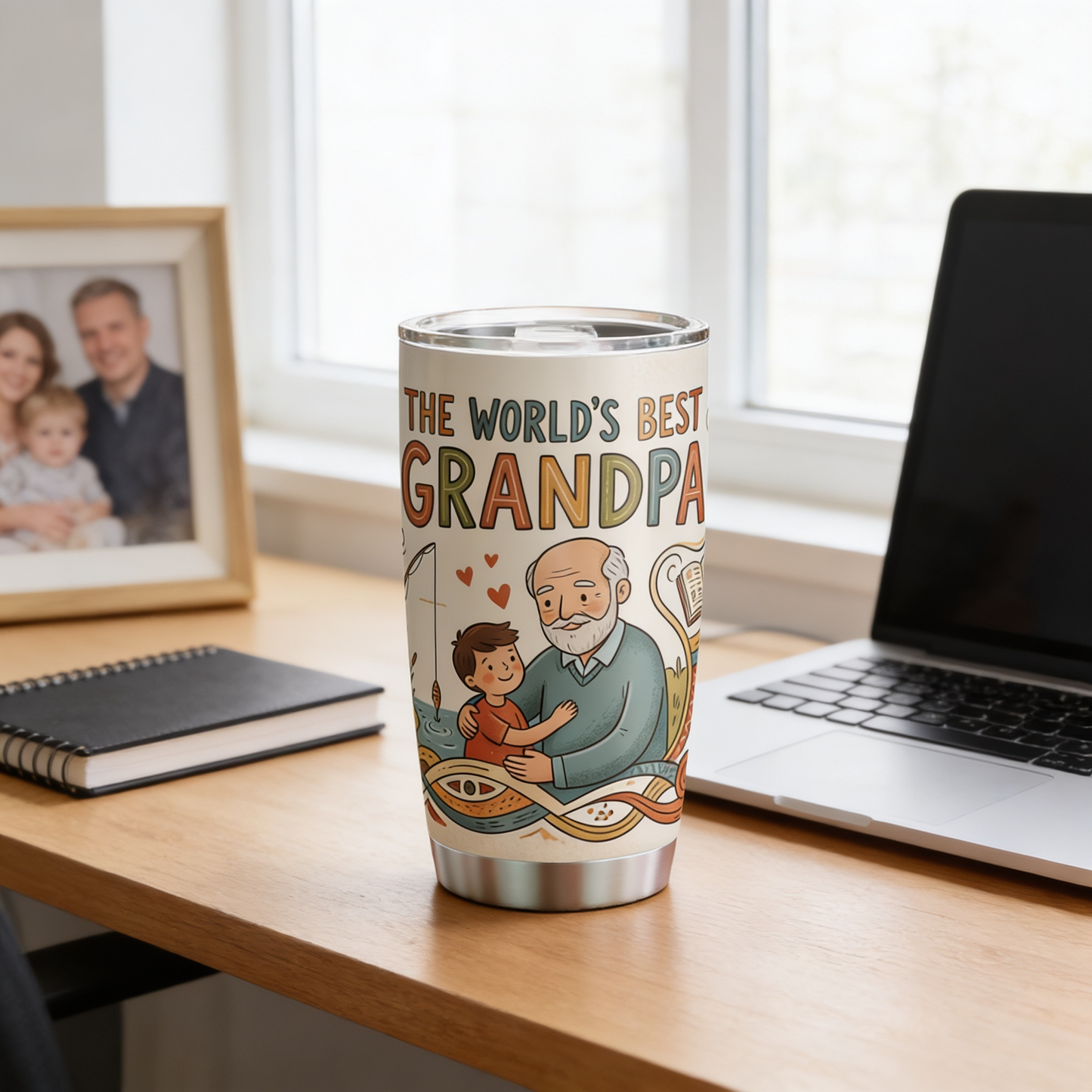The World’s Best Grandpa 20oz Tumbler – Stainless Steel Travel Mug Gift for Grandpa