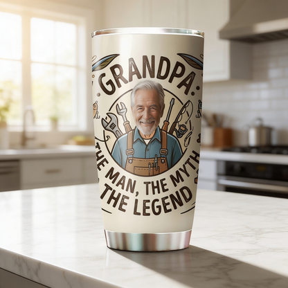Grandpa The Man The Myth The Legend 20oz Tumbler – Personalized Custom Name Travel Mug