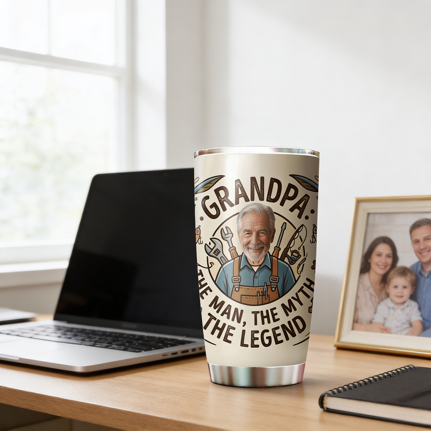 Grandpa The Man The Myth The Legend 20oz Tumbler – Personalized Custom Name Travel Mug